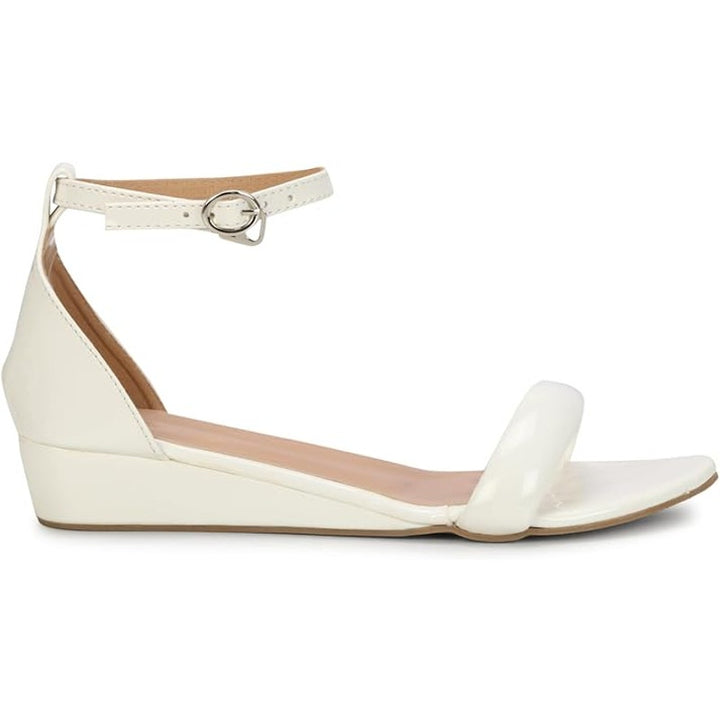 Anita Sarees Womens Size 6.5 White Ankle Strap Low Wedge Heel Open Toe Sandals