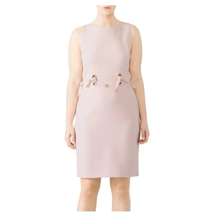 Badgley Mischka Womens Size 22 Blush Pink Boat Neck Grommet Ties Sheath Dress
