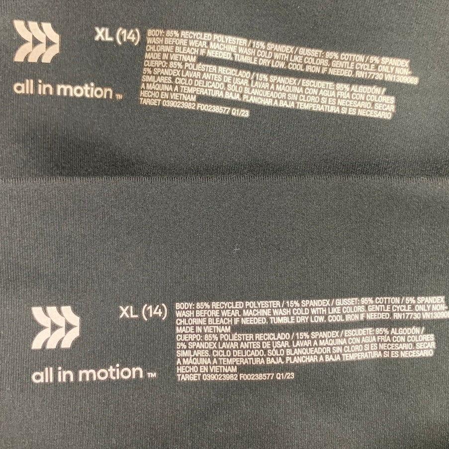 2 NWT New All In Motion Girls XL (14) UPF 50+ Black Core Athletic Leggings