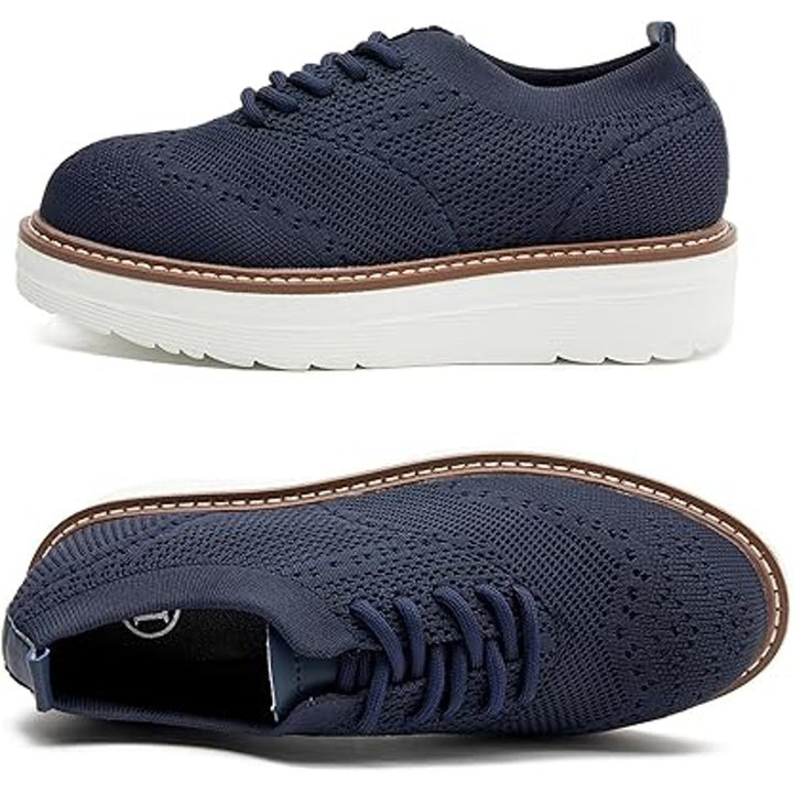 Dadawen Womens Size 8.5 Navy Mesh Lace Up 1.5" Platform Sneaker Oxford Shoes