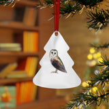 Woodland Barn Owl Metal Ornament, Holiday Decor, Bird Lover Gift, Nature Decoration, Christmas Tree Ornament, Home Decor
