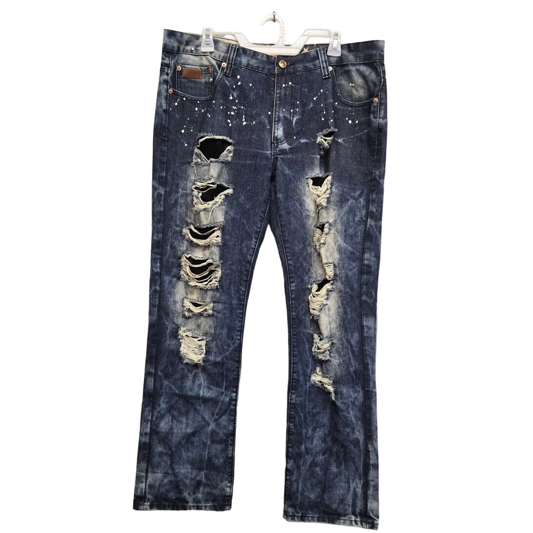 Winchester Mens 36 Factory Distressed &amp; Paint Splattered Bleached Lined Jeans