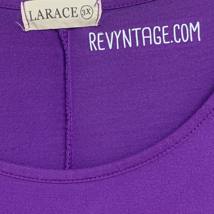Upcycled Hand Printed Womens 3X Purple Pickleball Long Sleeve Flowy Tee Shirt
