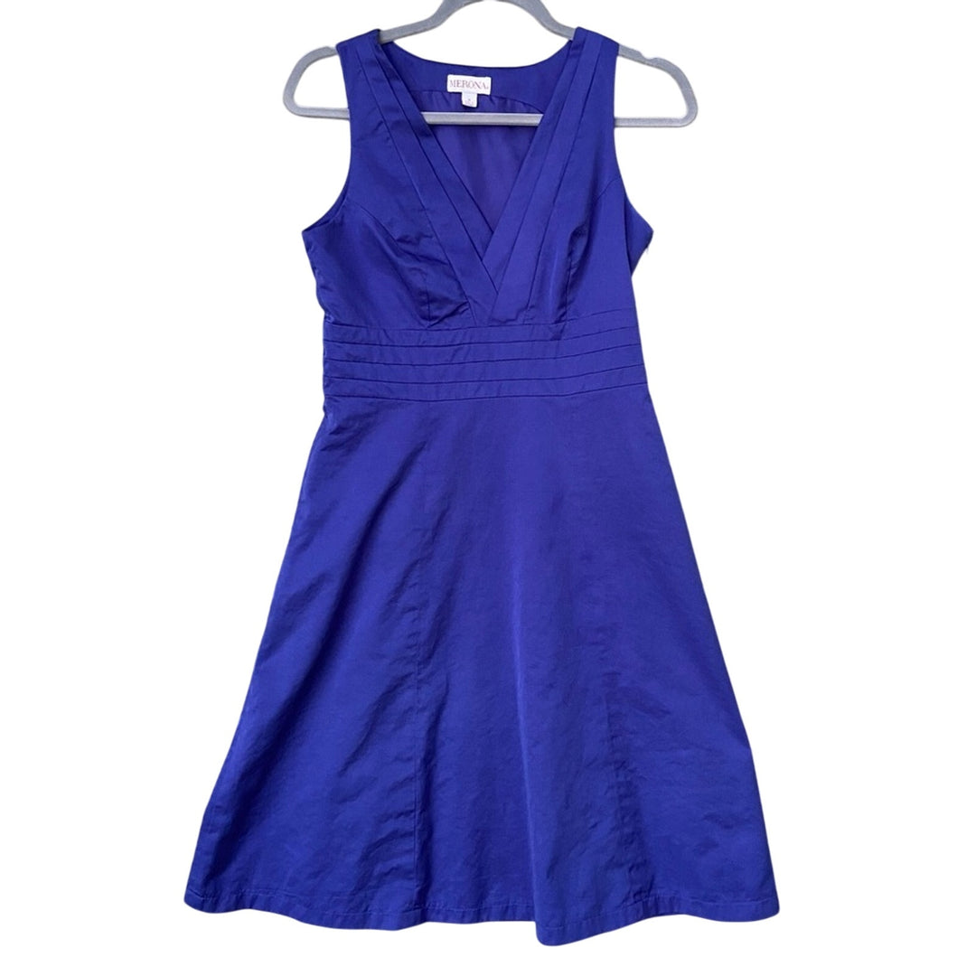 Merona Womens Size 4 Sleeveless Side Zip V Neck Fit &amp; Flare Midi Summer Dress