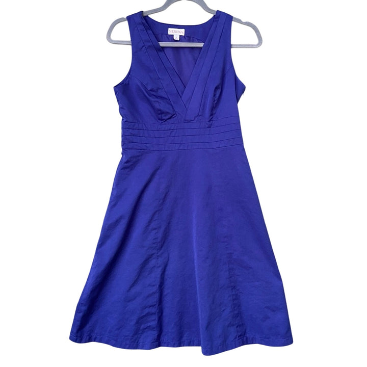 Merona Womens Size 4 Sleeveless Side Zip V Neck Fit &amp; Flare Midi Summer Dress