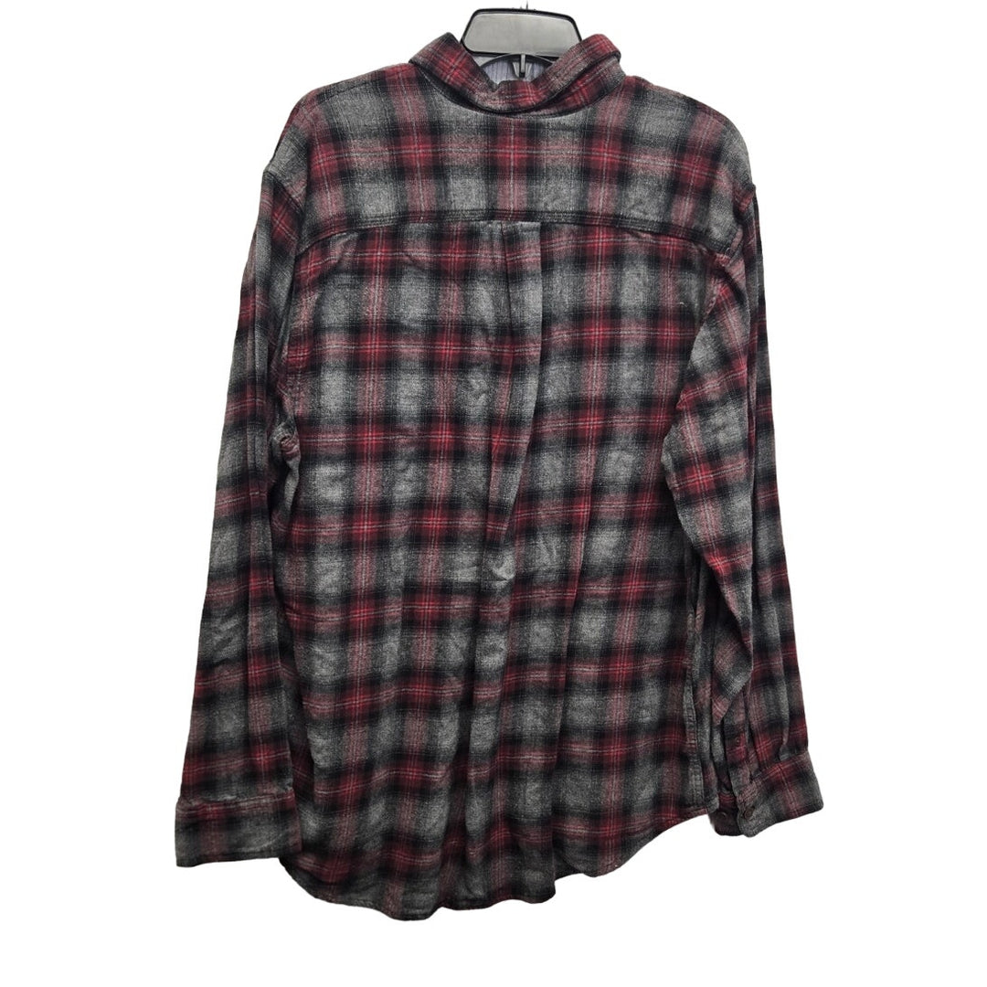 NorthWest Territory Mens XL Long Sleeve Plaid Button Down Shirt w Front Pockets