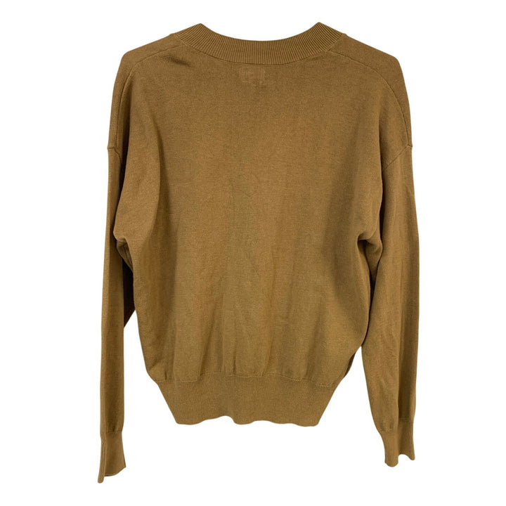 New Eddie Bauer Womens Camel Brown 100% Cotton Everyday V-Neck Pullover Sweater
