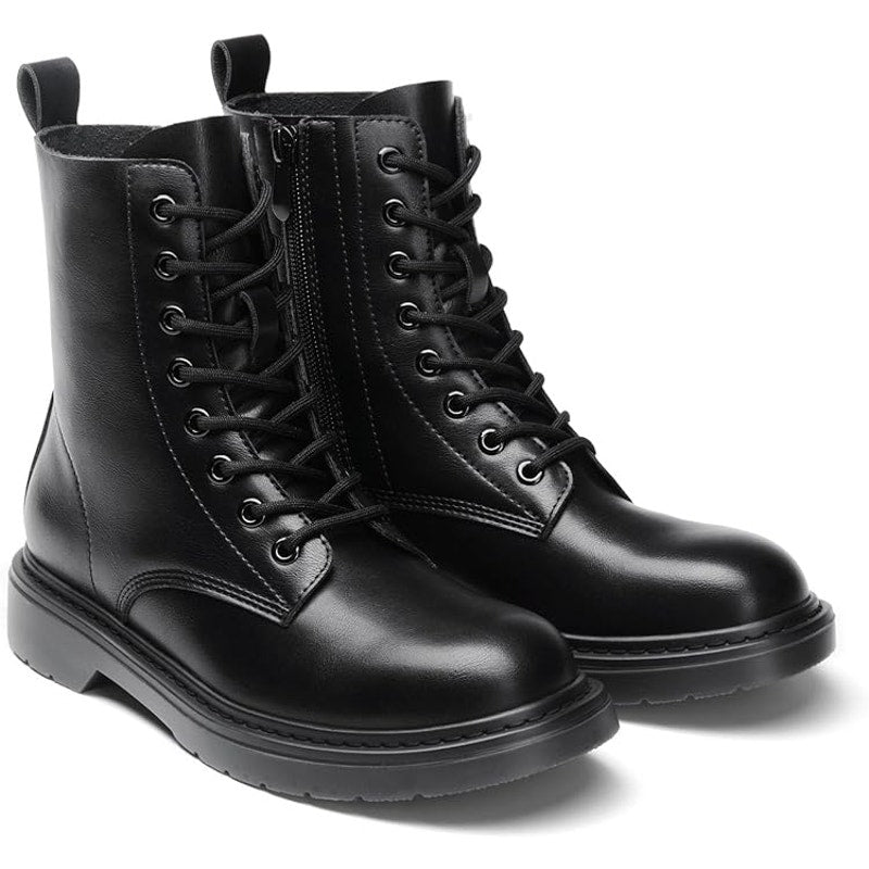 Dream Pairs Womens Size 10 Black Faux Leather Lace Up Low Heel Combat Boots