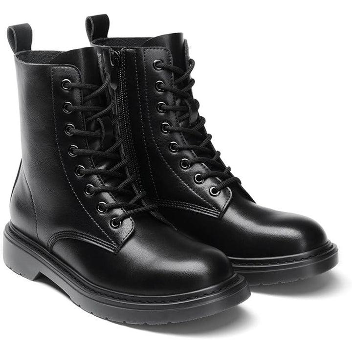 Dream Pairs Womens Size 10 Black Faux Leather Lace Up Low Heel Combat Boots