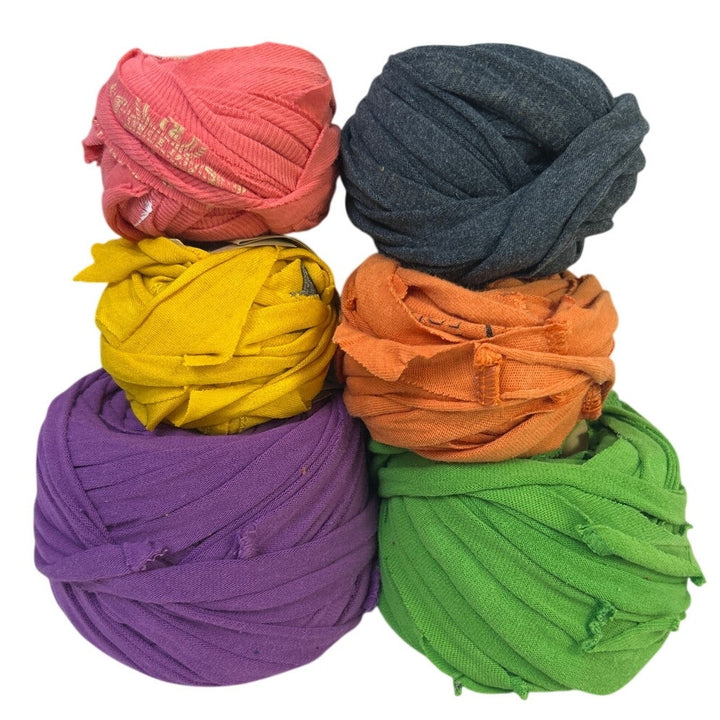 100+ yds Handmade Upcycled Tee Shirt Rough Cut Fabric Ribbon Yarn Craft Supply