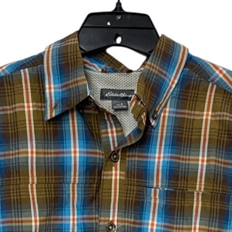 New Eddie Bauer Mens Small Rainier Lightweight Short Sleeve Button Hiking Shirt