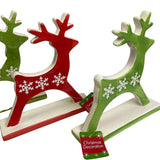 New Set of 5 Ceramic Red Green Snowflake Reindeer Christmas Home Table Decor