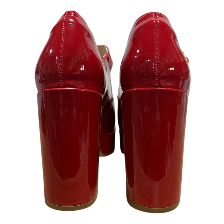 Coutgo Womens Size 9 Red 4" Heels Mary Jane Round Closed Toe Buckle Strap Shoes