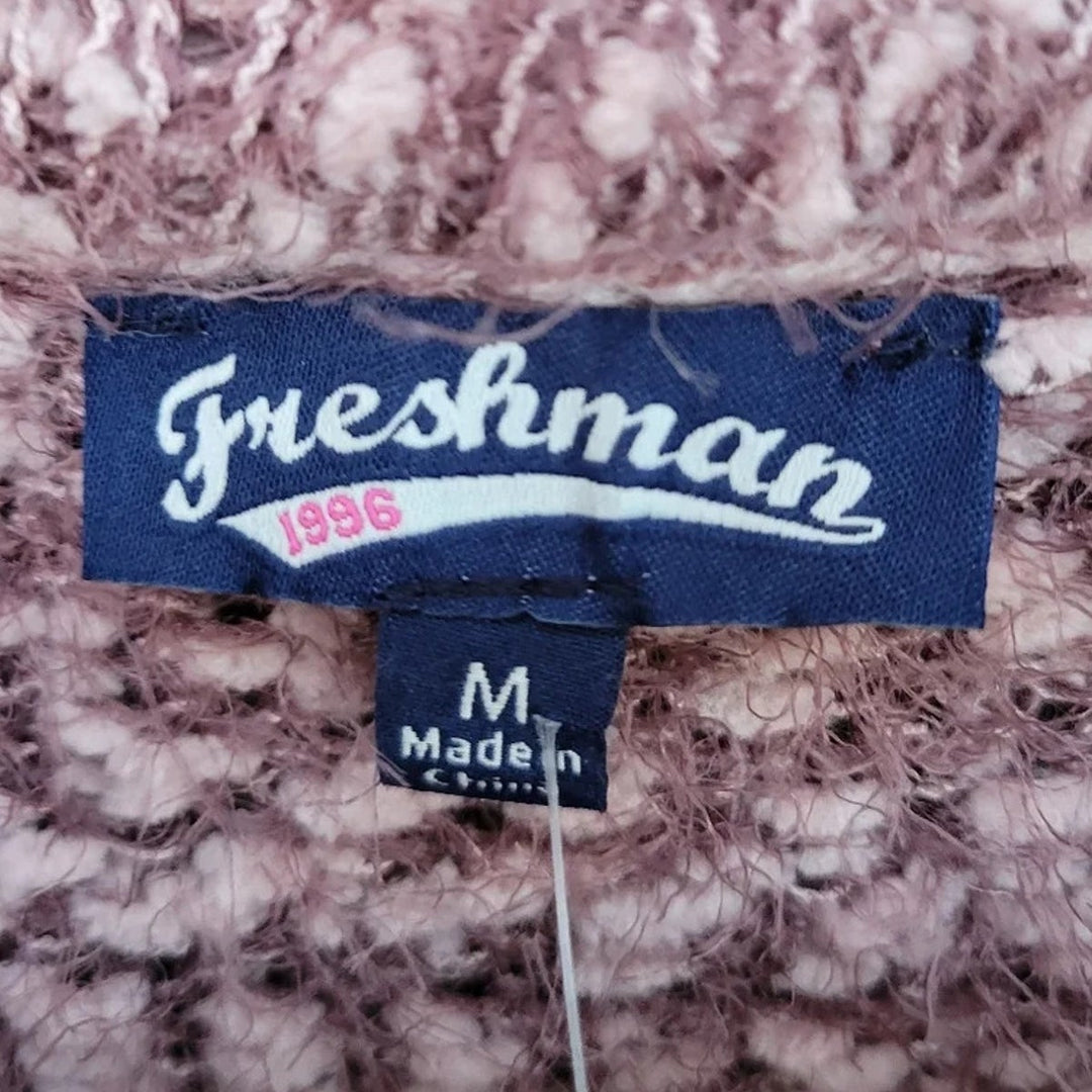 NWT New Freshman Womens Medium Off Shoulder Fluffy Cowl Neck Knit Sweater