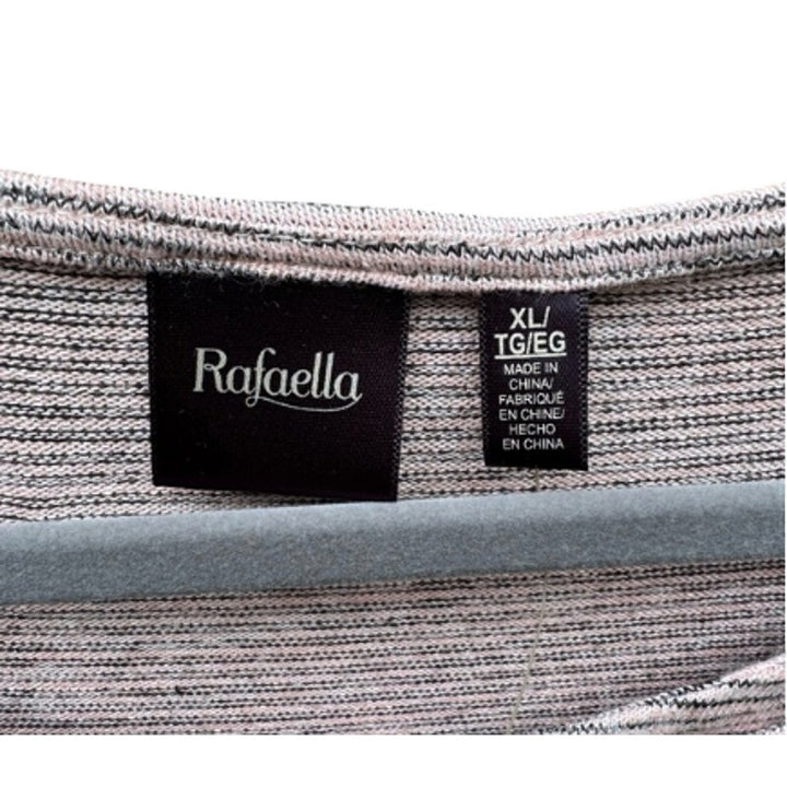 New Rafaella Womens XL Long Sleeve Sharkbite Hem Striped Lightweight Top Blouse