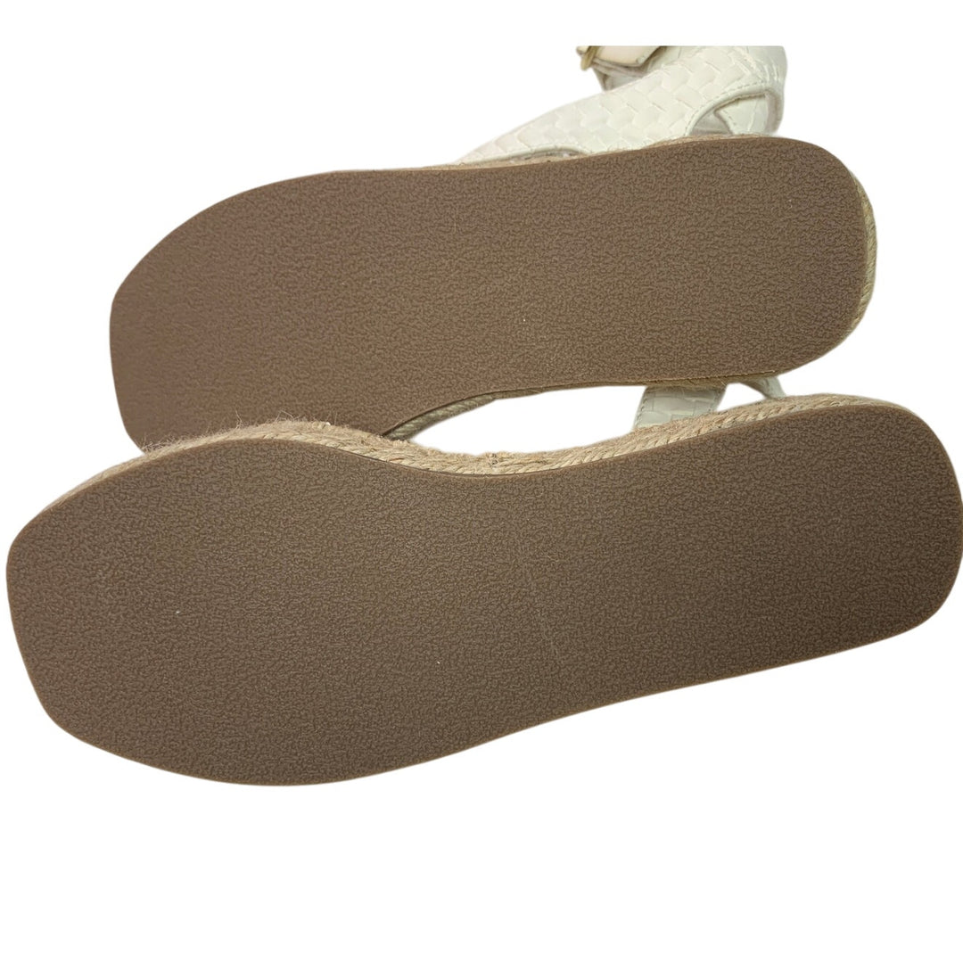 New American Eagle Womens US Size 8 Espadrille Ankle Wrap Faux Leather Sandals