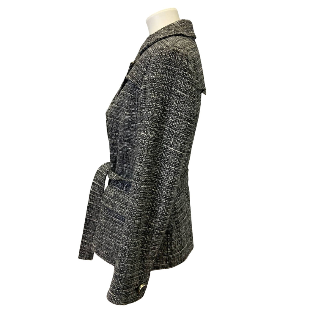 Jones New York Signature Medium Wool Blend Belted Buttoned Career Blazer Jacket