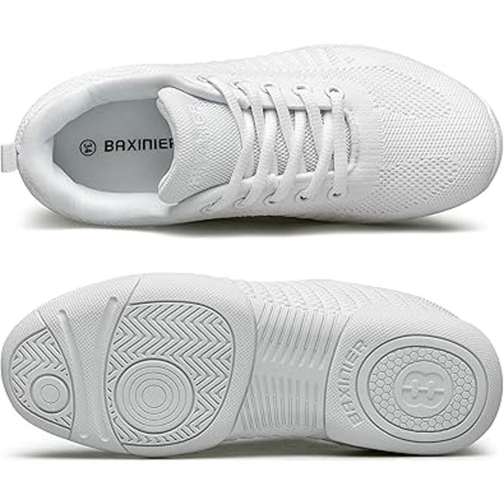 Baxinier Girls Size 3.5 White Lace Up Breathable Anti Slip Cheerleading Shoes