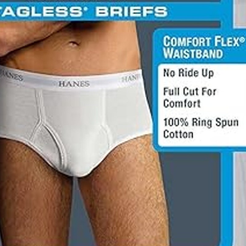 New 7 Pack Hanes Mens Large White 100% Cotton Comfort Tagless Briefs Underwear