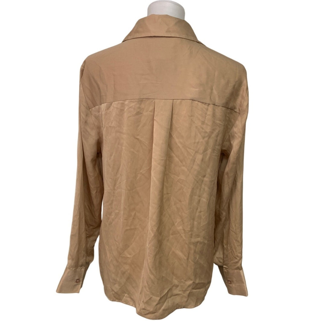 New American Eagle Womens Medium Gold Long Sleeve Collared Button Up Shirt