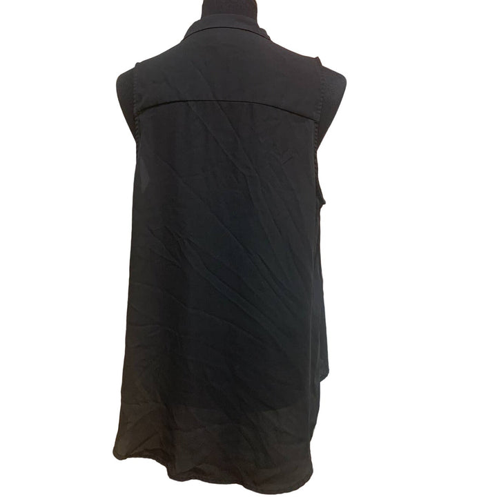 Mossimo Large Flowy V-Neck Sleeveless Polyester Hi Low Sheer Tank Top Blouse