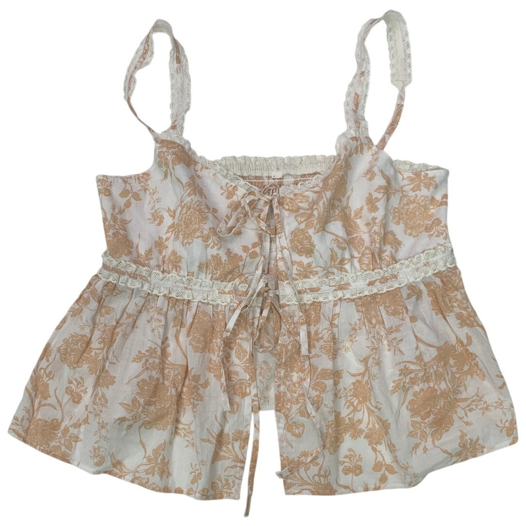 New American Eagle Womens Small Open Tie Front Floral Sleeveless Halter Tank Top