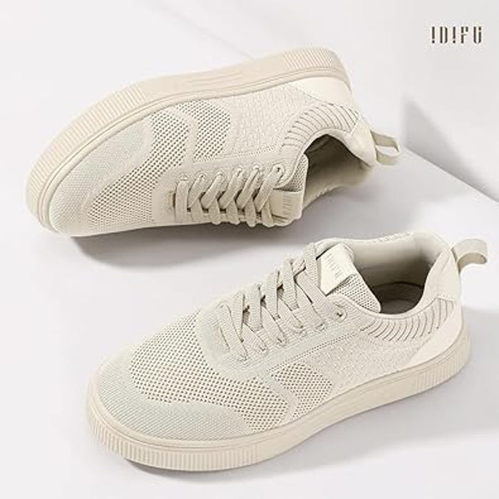 Idifu Womens Size 9 Tan Lace Up Mesh Breathable Athletic Sneakers Tennis Shoes