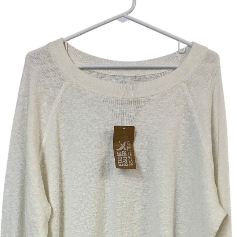 New Eddie Bauer Womens Large Snow White Ravenna Soft Long Sleeve Sweatshirt
