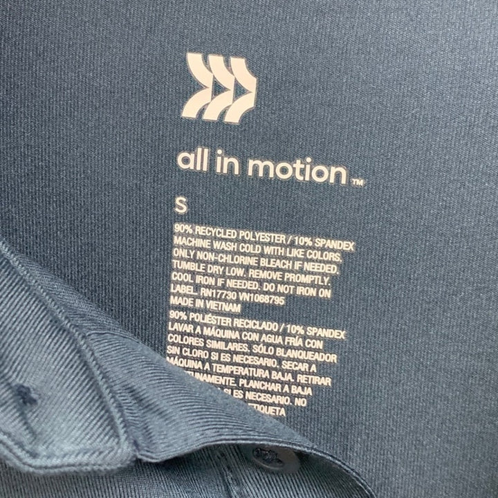 New All In Motion Mens Small Moisture Wicking No Roll Collar Stretch Polo Shirt