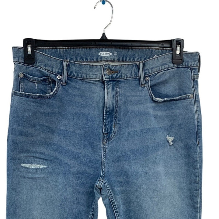 Old Navy Mens Size 38X32 Blue Cotton Blend Slim Factory Distressed Denim Jeans
