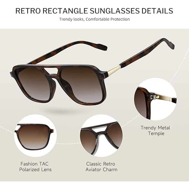 New Konqkin Lot of 2 Brown Leopard Frame Retro Aviator Sunglasses for Women