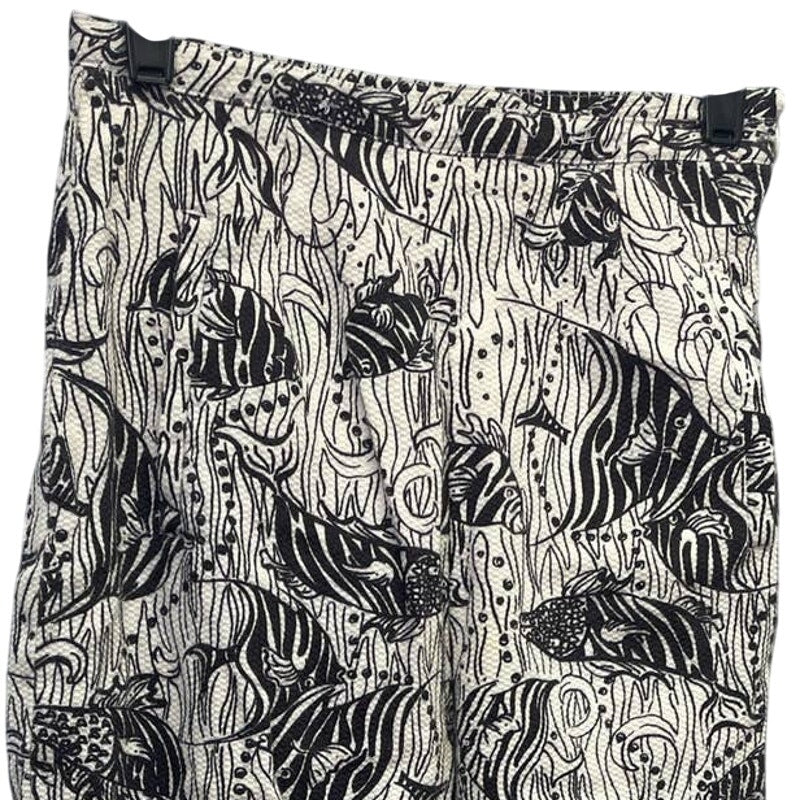 Lilly Pulitzer Size 2 Navy Blue Fish Side Zip 100% Cotton Textured Pants Pockets