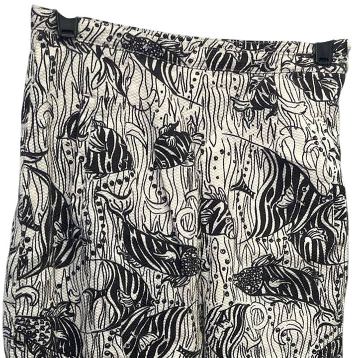 Lilly Pulitzer Size 2 Navy Blue Fish Side Zip 100% Cotton Textured Pants Pockets