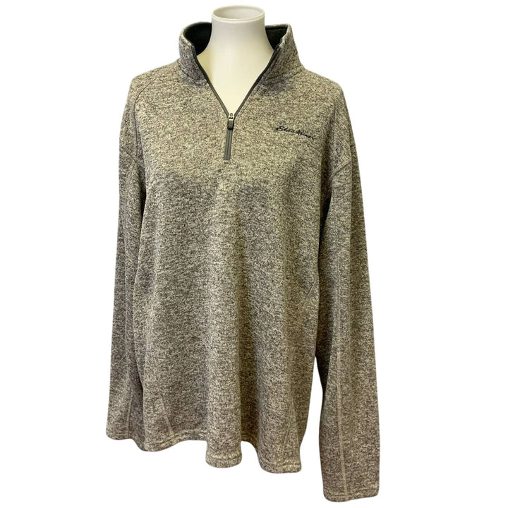 Eddie Bauer Mens XL Brown Long Sleeve Quarter Zip Polyester Pullover Sweater