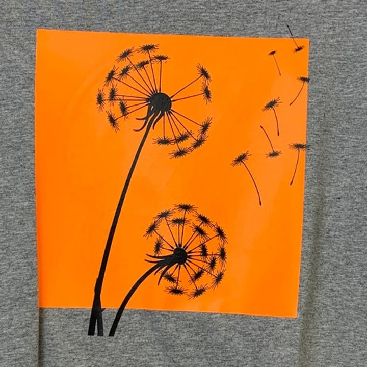 New Upcycled Hand Printed Youth XL Dandelion Wish PolyCotton Crew Neck Tee Shirt