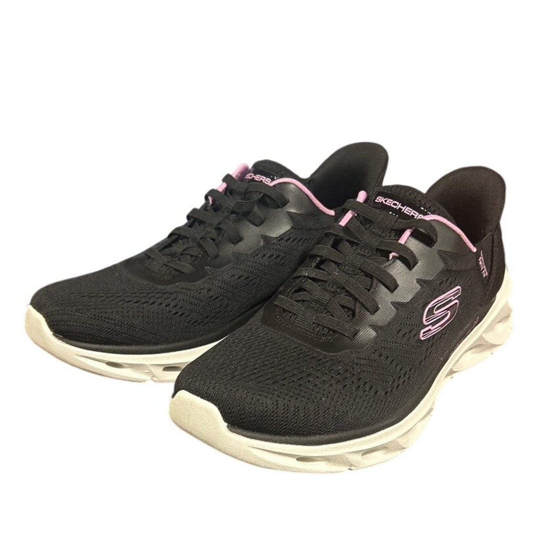 Skechers Womens Size 8 Black Pink Mesh Hands Free Slide On Swift Fit Shoes