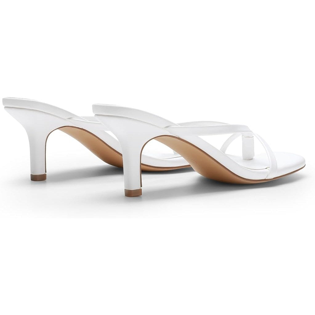 Dream Pairs Womens 9.5 White Open Toe 3.25" Heel Slide On Weddding Sandal Shoes