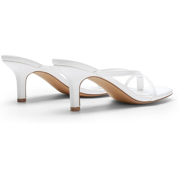 Dream Pairs Womens 9.5 White Open Toe 3.25" Heel Slide On Weddding Sandal Shoes