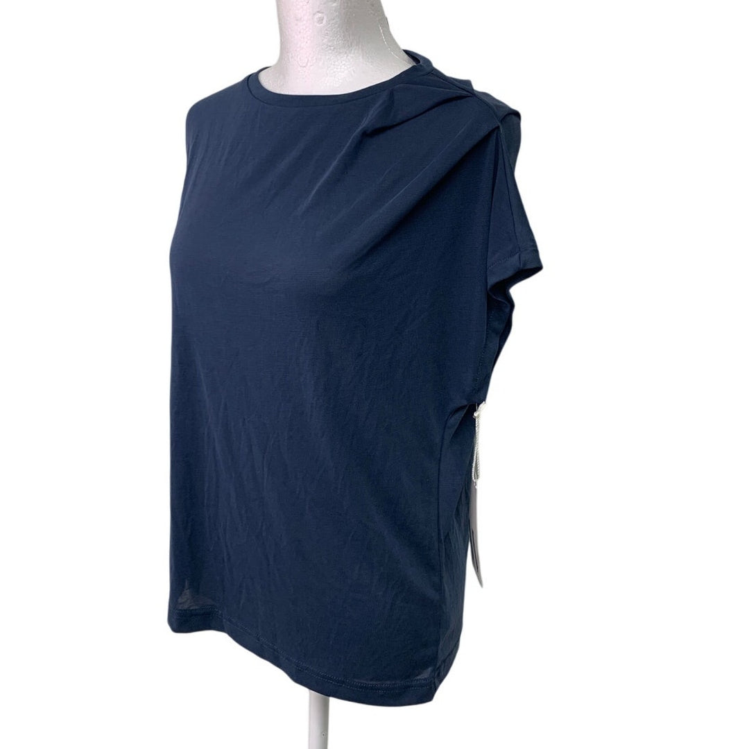 NWT New Worthington Womens XS Petrol Blue Short Sleeve Crew Neck Tee Shirt Top