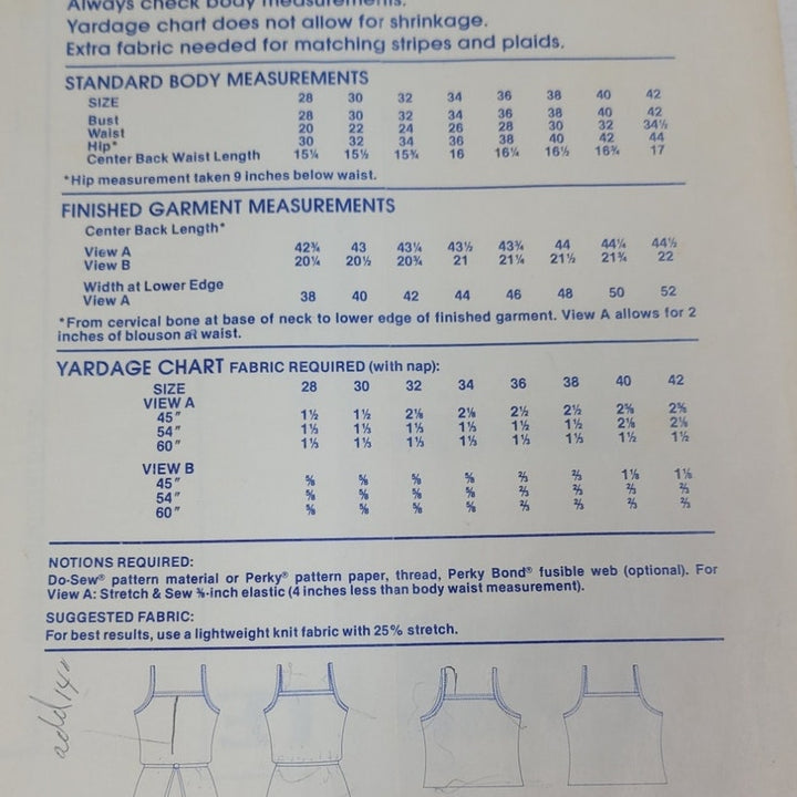1977 Stretch &amp; Sew 1540 Camisole Sewing Pattern, Complete &amp; Uncut