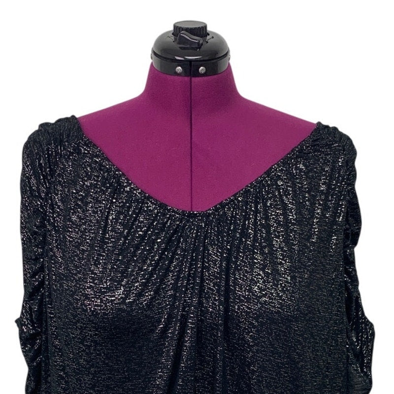 NWT New Jennifer Lopez Womens 3X 3/4 Sleeve Shiny Lightweight VNeck Blouse Top