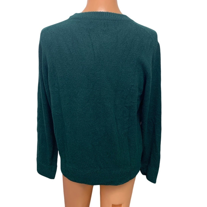 New American Eagle Mens Medium Long Sleeve Cotton Blend Crew Neck Green Sweater