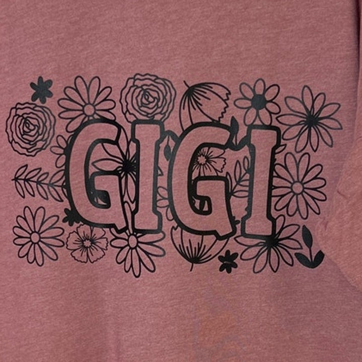 New Hand Printed Womens XL Gigi Great Grandma Floral Short Sleeve Tee Shirt