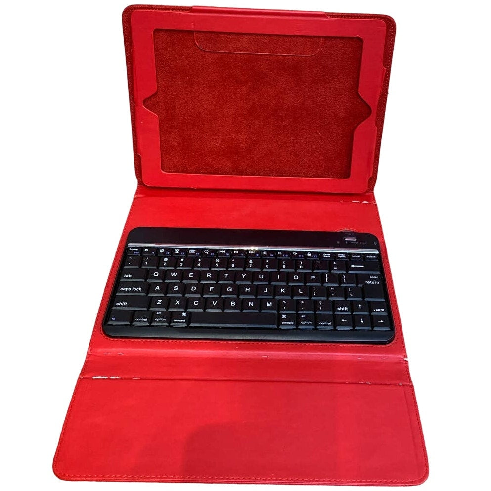 Red Brookstone 7" by 9.5" Tablet Case w Stand Keyboard Closure Flap Faux Leather