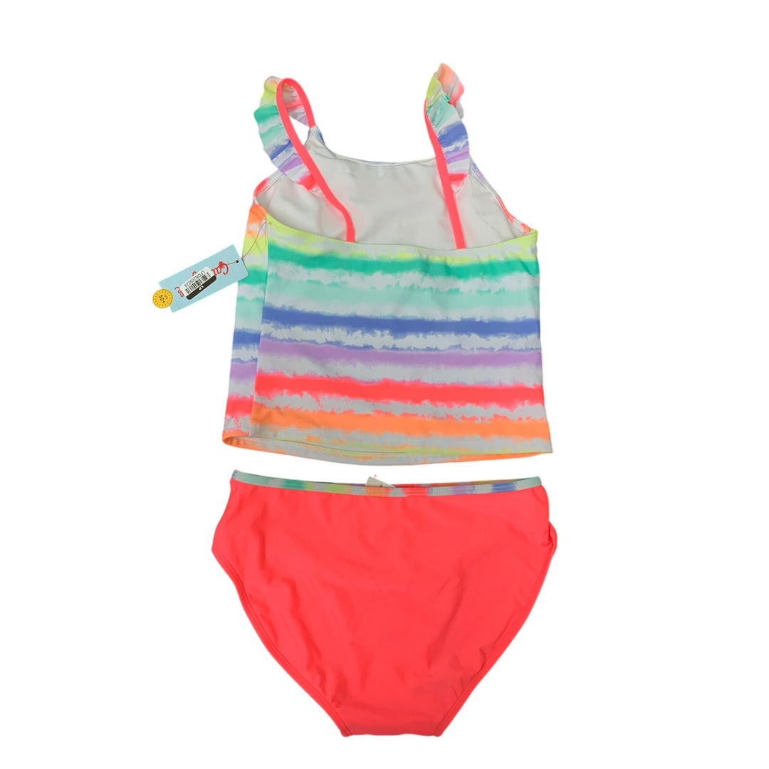 New Cat &amp; Jack Girls XL (14) Rainbow Stripe 2PCE Bikini Swim Swimming Suit