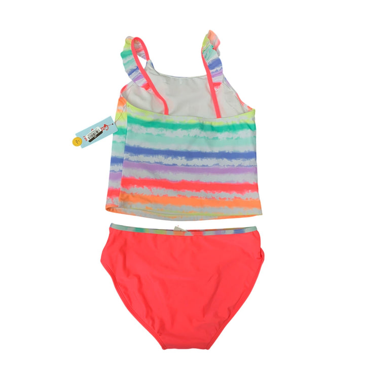 New Cat &amp; Jack Girls XL (14) Rainbow Stripe 2PCE Bikini Swim Swimming Suit