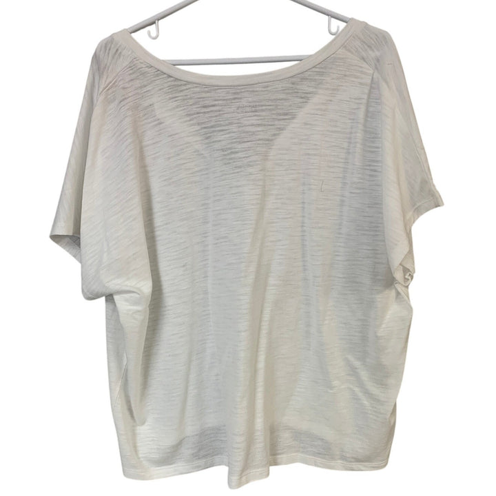 New Eddie Bauer Womens XL White Sunny Slub Short Sleeve Notch VNeck Tee Shirt