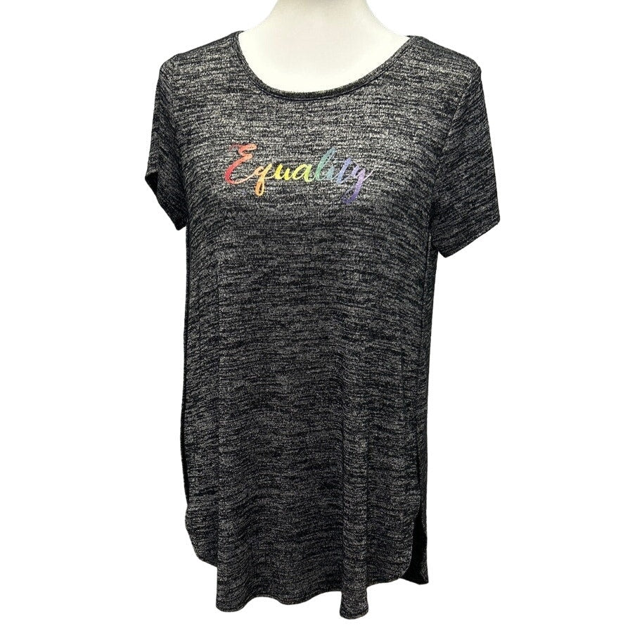 Hand Printed Womens Small Upcycled June Pride Month Rainbow Equality Crew Tee