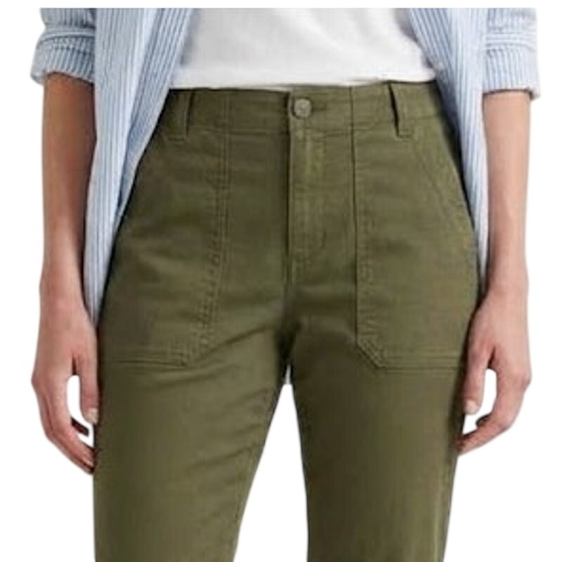 New Eddie Bauer Womens 8 Alder Green High Rise Utility Canvas Kick Crop Pants