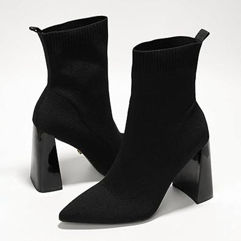 Cape Robbin Womens Size 7 Black Fabric Pointed Toe 4" Heels Booties Ankle Boots